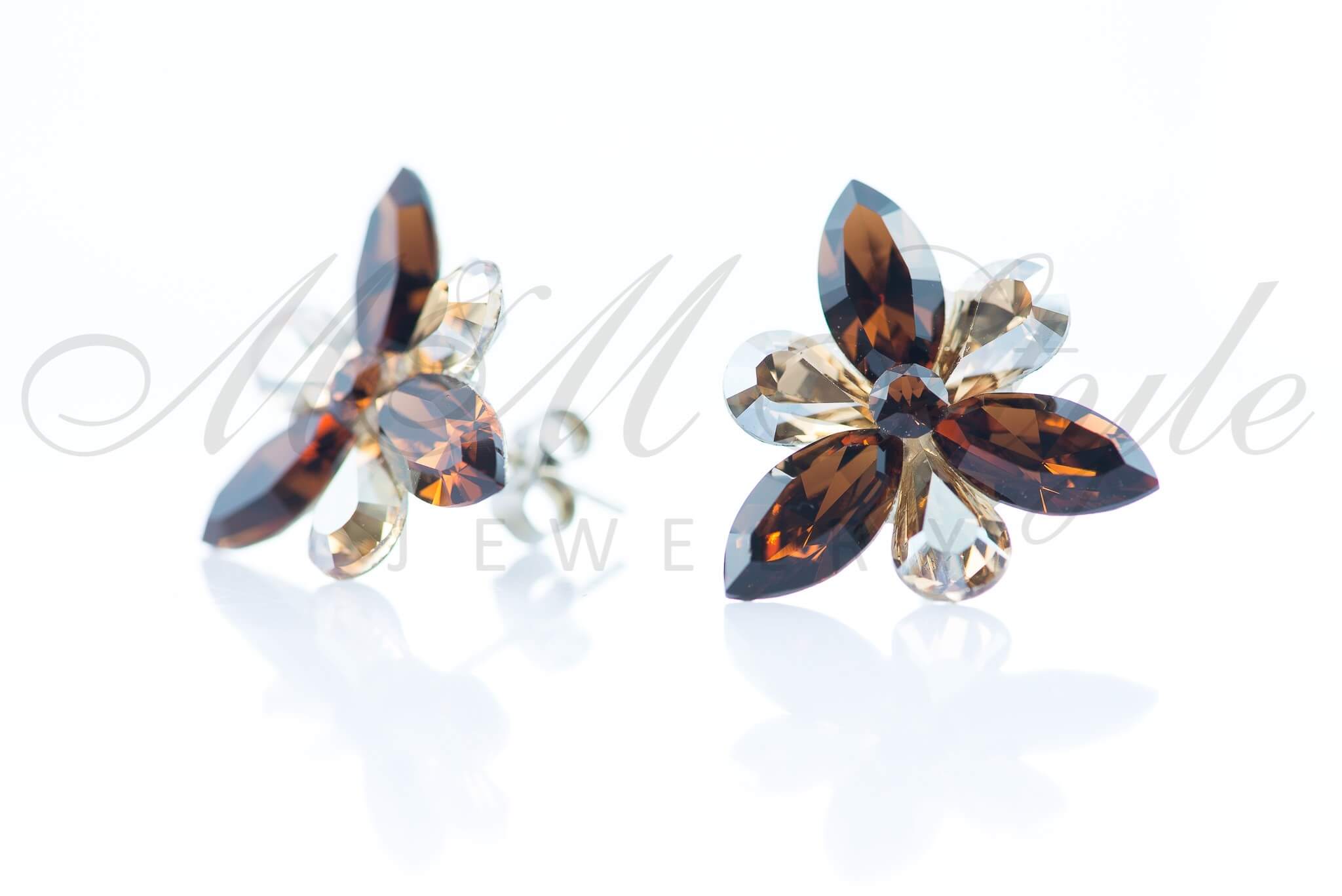 Обеци лотос 18мм - Златна Сянка и См.Топаз