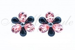 Earrings Bicolor flower 17mm - Rose Peach and Jet