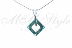 Square 20mm - Bermuda Blue with silver chain